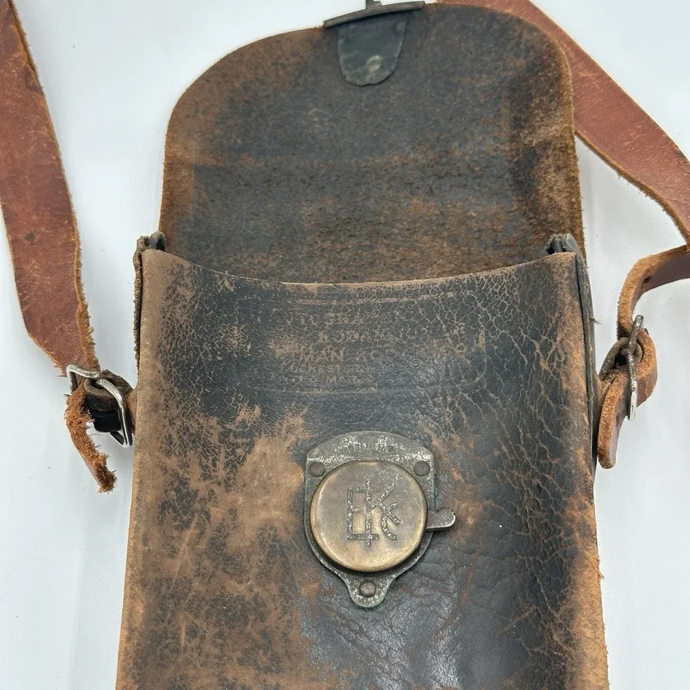 Kodak 3A Autographic Folding Pocket Camera Case - Leather Bag w/ Strap - Repair